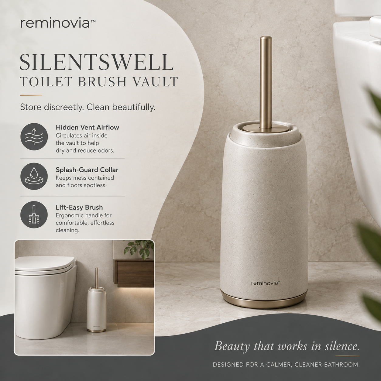 Reminovia™ Silentswell Toilet Brush Set